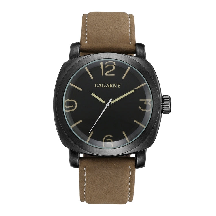 CAGARNY 6833 Fashionable Concise Three Needles Quartz Wrist Watch with Leather Band & 24-hour Indication & Calendar Function for Couples