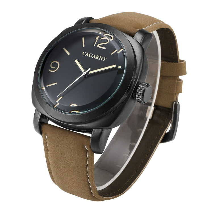 CAGARNY 6833 Fashionable Concise Three Needles Quartz Wrist Watch with Leather Band & 24-hour Indication & Calendar Function for Couples