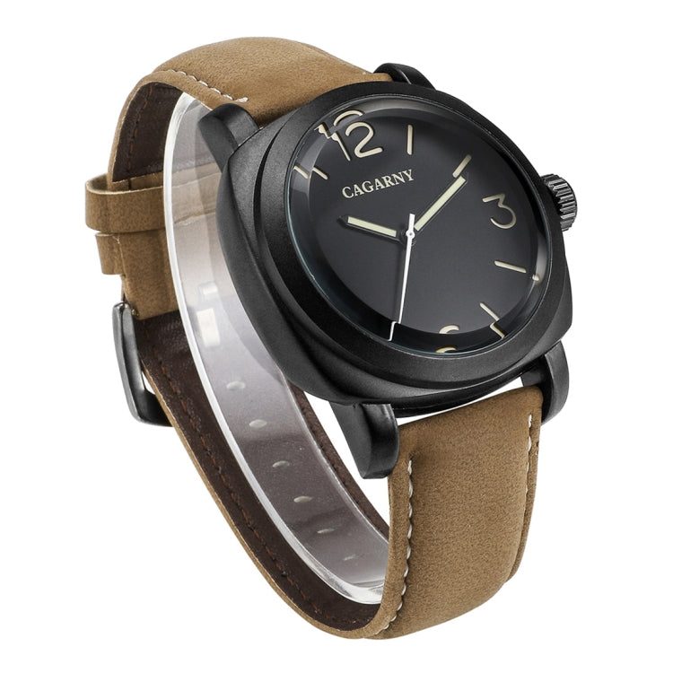 CAGARNY 6833 Fashionable Concise Three Needles Quartz Wrist Watch with Leather Band & 24-hour Indication & Calendar Function for Couples