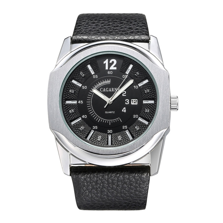 CAGARNY 6838(2) Fashionable Multifunctional Quartz Sport Wrist Watch with Leather Band & GMT Time & Calendar & Luminous Display for Men