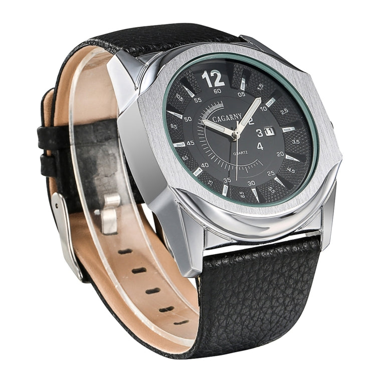 CAGARNY 6838(2) Fashionable Multifunctional Quartz Sport Wrist Watch with Leather Band & GMT Time & Calendar & Luminous Display for Men