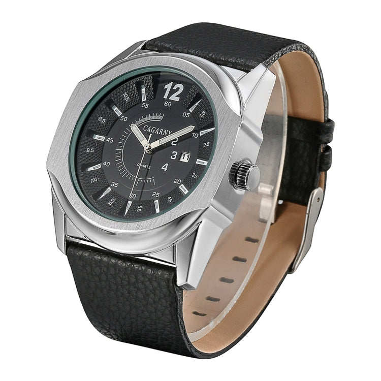 CAGARNY 6838(2) Fashionable Multifunctional Quartz Sport Wrist Watch with Leather Band & GMT Time & Calendar & Luminous Display for Men
