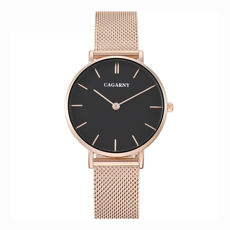 CAGARNY 6872 Round Dial Simple Nail Scale Fashion Women Quartz Movement Watch with Stainless Steel Band