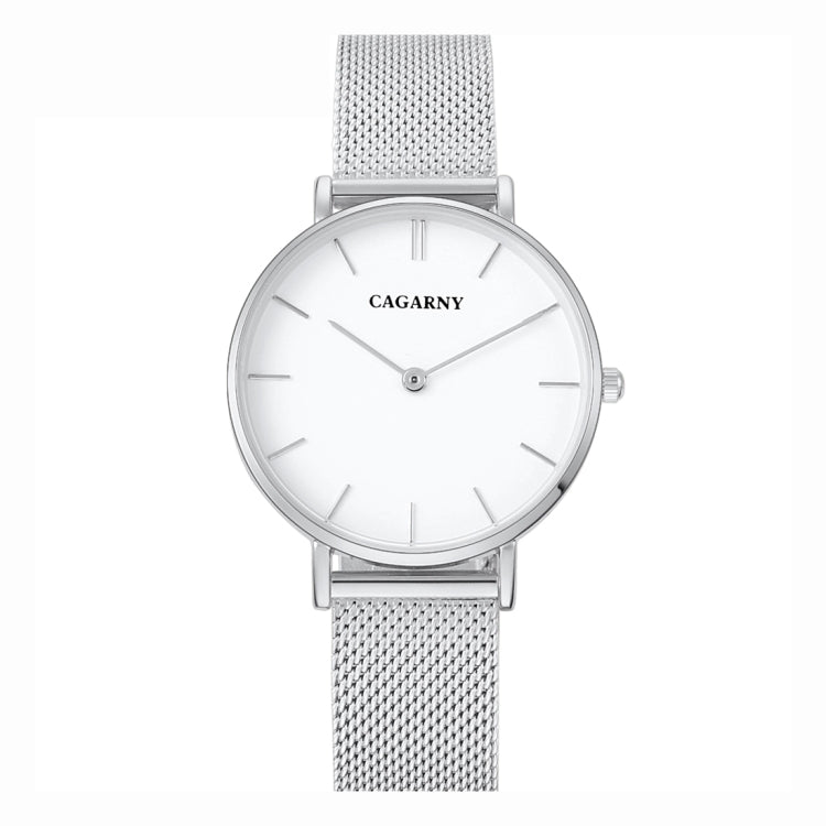 CAGARNY 6872 Round Dial Simple Nail Scale Fashion Women Quartz Movement Watch with Stainless Steel Band