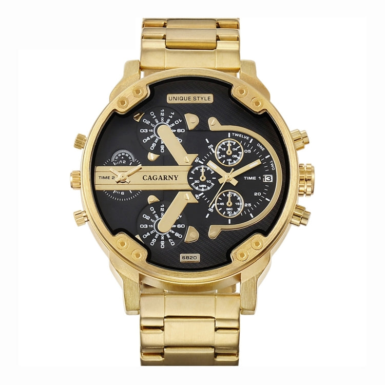 CAGARNY 6820 Fashionable Business Style Large Dial Calendar Display Men Quartz Dual Movement Watch with Stainless Steel Band