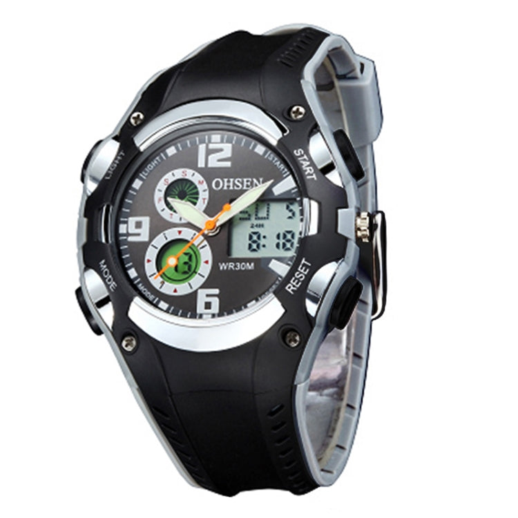 OHSEN Round Dial Calendar LED Display Pointer Small Dial Design Fashion Men Quartz Watch with Silicone Band