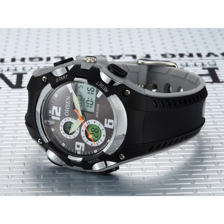 OHSEN Round Dial Calendar LED Display Pointer Small Dial Design Fashion Men Quartz Watch with Silicone Band