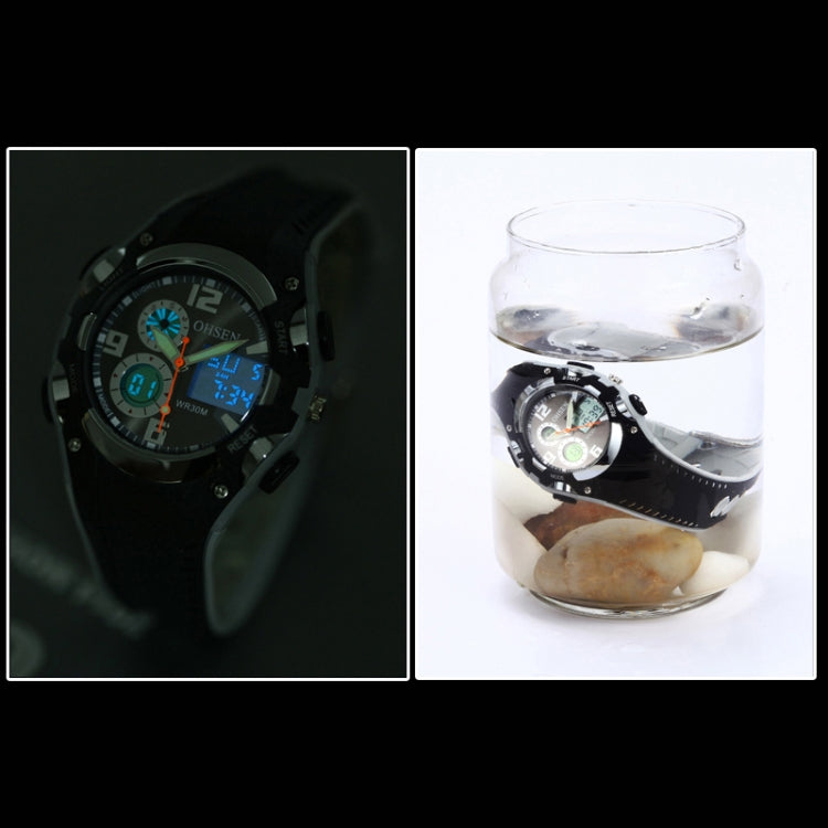 OHSEN Round Dial Calendar LED Display Pointer Small Dial Design Fashion Men Quartz Watch with Silicone Band