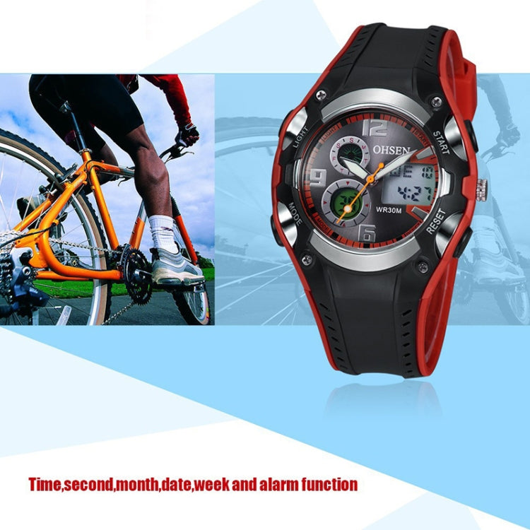 OHSEN Round Dial Calendar LED Display Pointer Small Dial Design Fashion Men Quartz Watch with Silicone Band