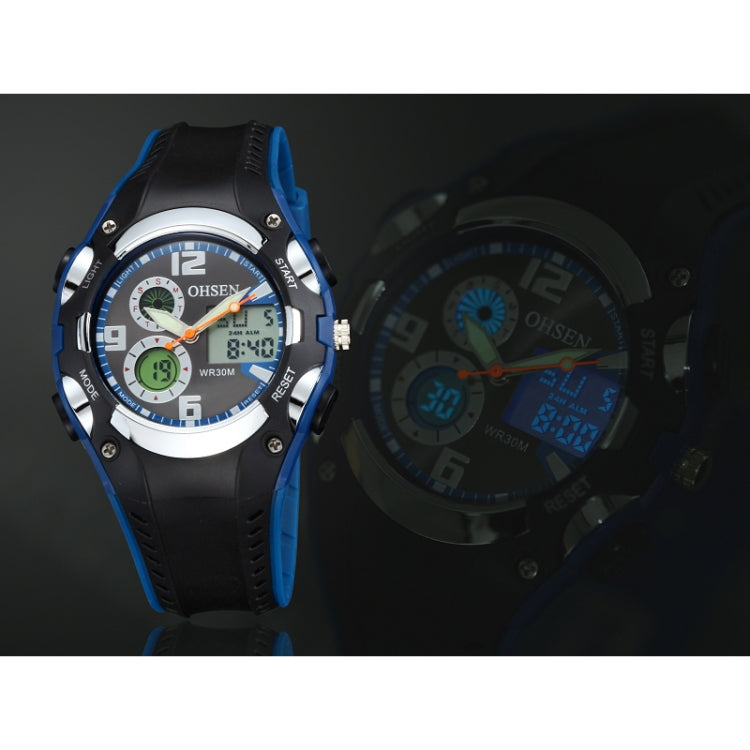 OHSEN Round Dial Calendar LED Display Pointer Small Dial Design Fashion Men Quartz Watch with Silicone Band