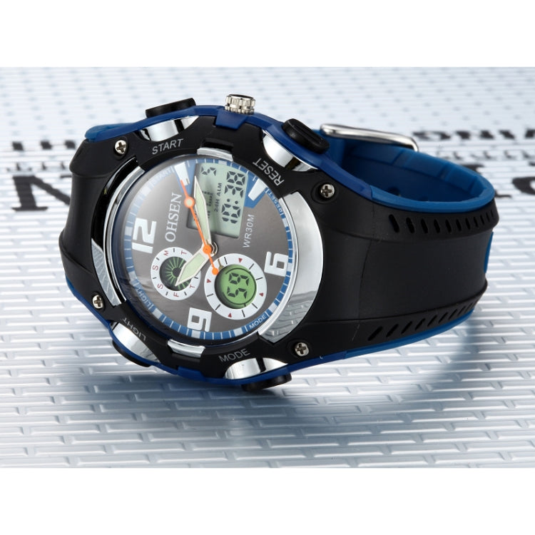 OHSEN Round Dial Calendar LED Display Pointer Small Dial Design Fashion Men Quartz Watch with Silicone Band
