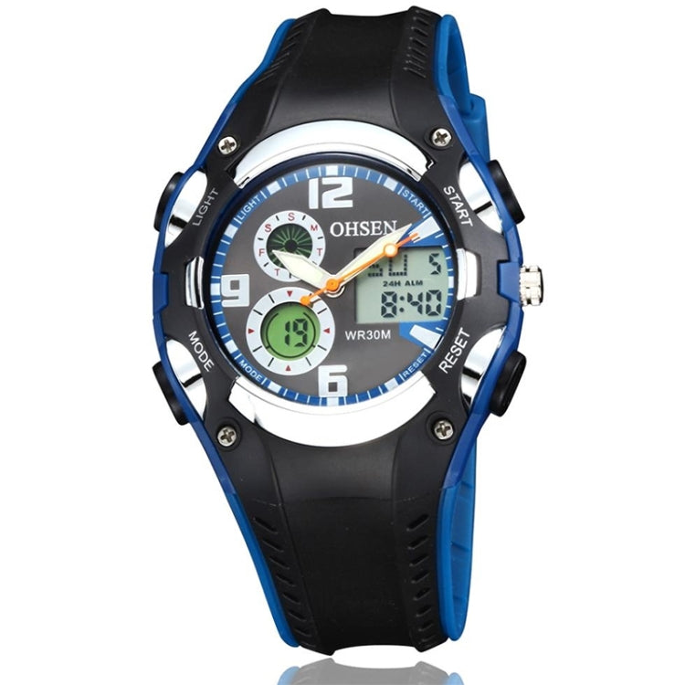 OHSEN Round Dial Calendar LED Display Pointer Small Dial Design Fashion Men Quartz Watch with Silicone Band
