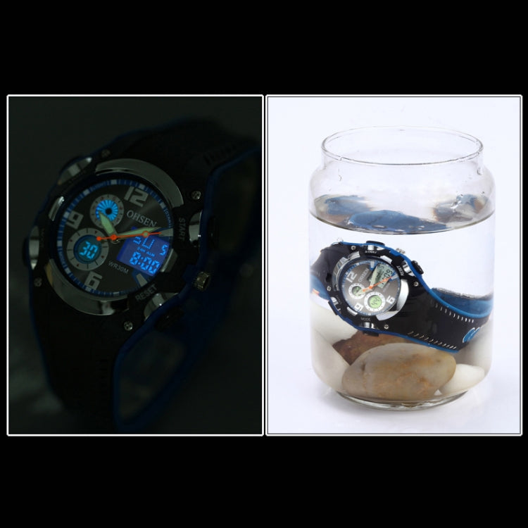 OHSEN Round Dial Calendar LED Display Pointer Small Dial Design Fashion Men Quartz Watch with Silicone Band