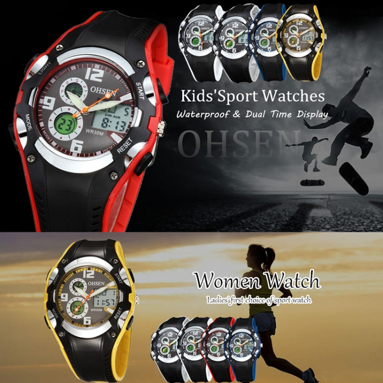 OHSEN Round Dial Calendar LED Display Pointer Small Dial Design Fashion Men Quartz Watch with Silicone Band