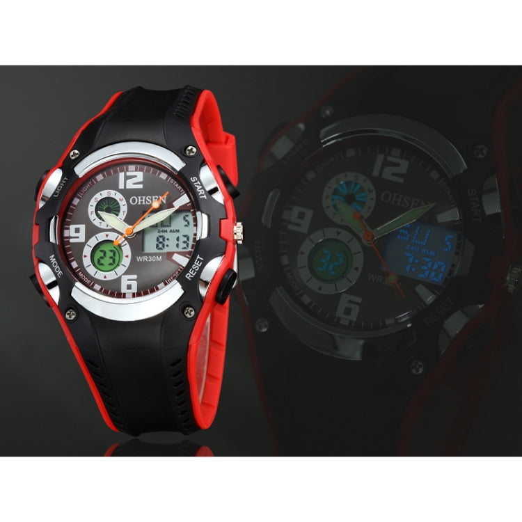 OHSEN Round Dial Calendar LED Display Pointer Small Dial Design Fashion Men Quartz Watch with Silicone Band