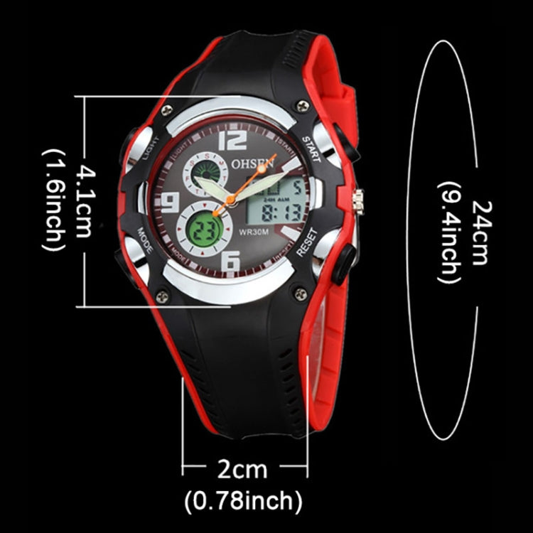 OHSEN Round Dial Calendar LED Display Pointer Small Dial Design Fashion Men Quartz Watch with Silicone Band