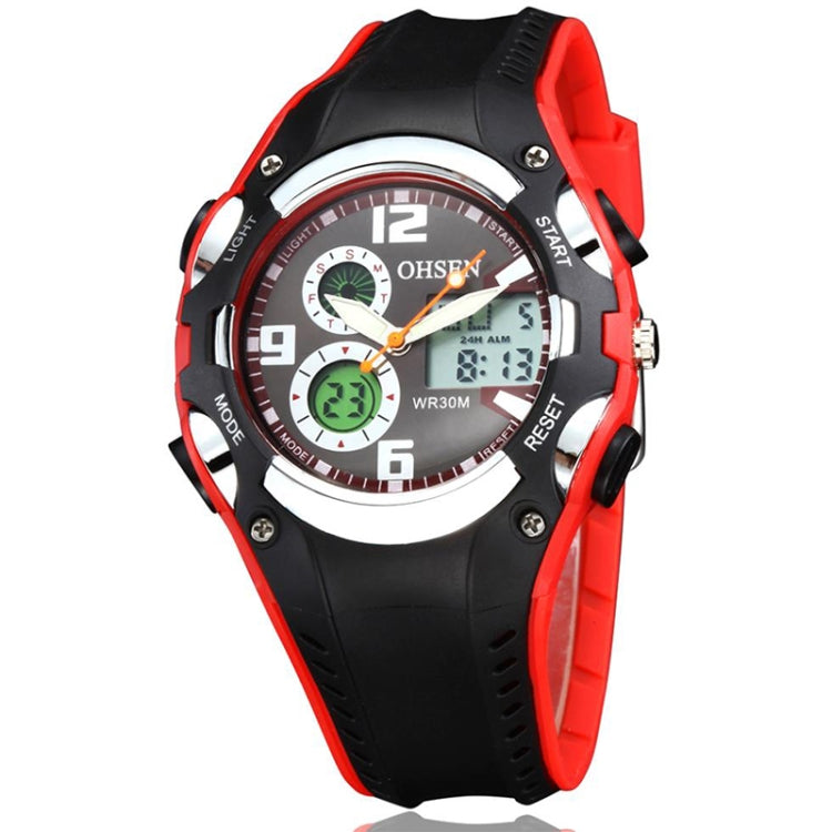 OHSEN Round Dial Calendar LED Display Pointer Small Dial Design Fashion Men Quartz Watch with Silicone Band
