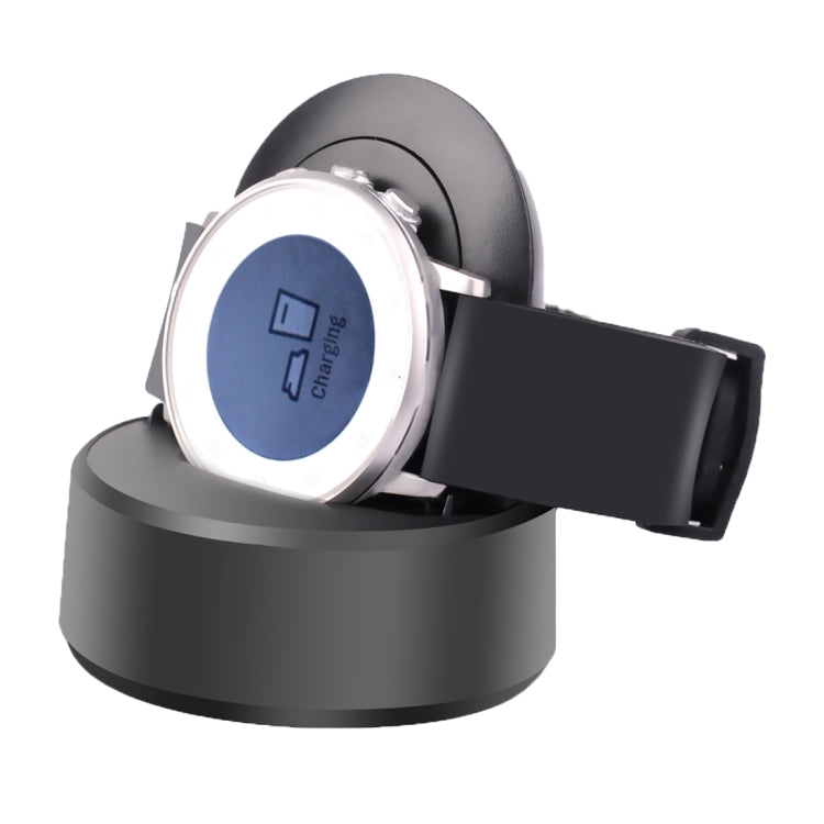 For Pebble Time Round CE / RoHS / FCC Certificated Charger Charging Dock Base Stand Holder with 1.2m Charging Cable(Black)