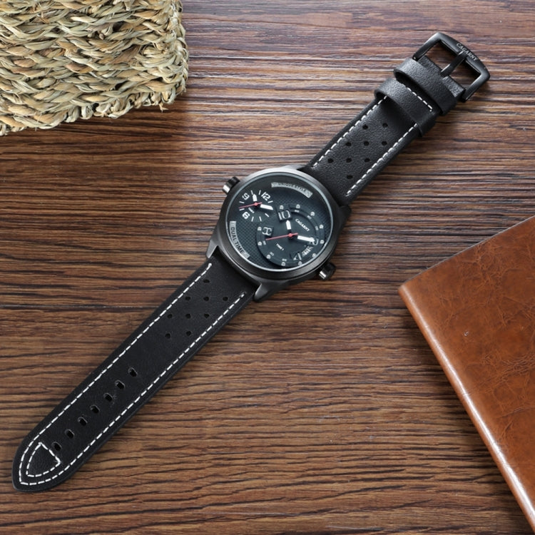 CAGARNY 6816 Living Waterproof Round Dial Dual Quartz Movement Alloy Case Fashion Watch Quartz Watches with Leather Band