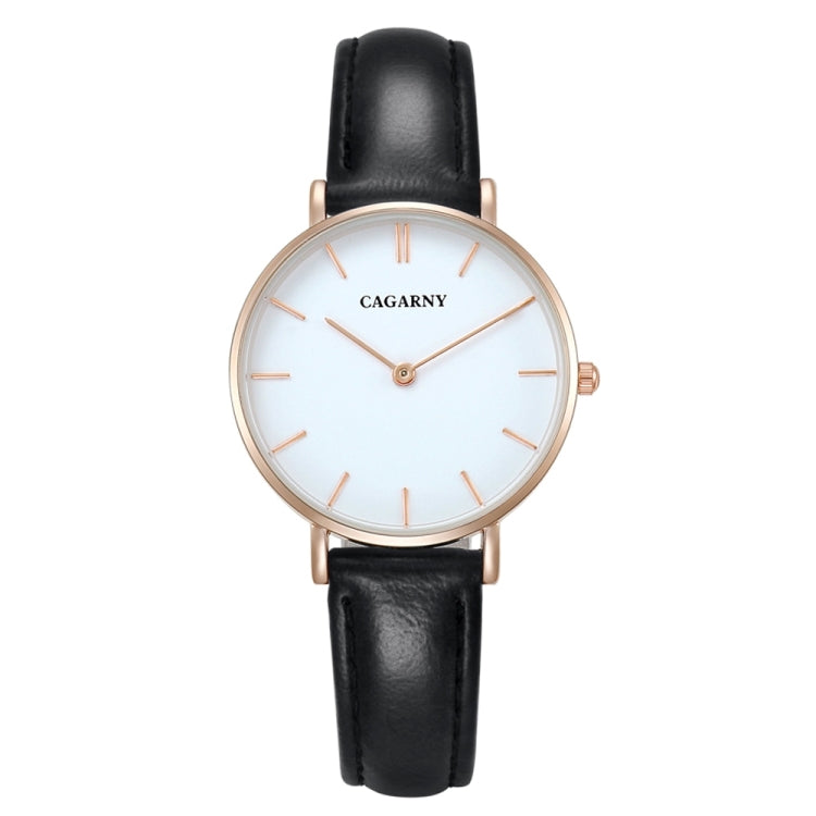 CAGARNY 6872 Living Waterproof Round Dial Quartz Movement Alloy Gold Case Fashion Watch Quartz Watches with Leather Band