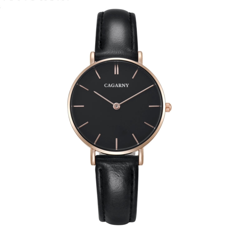 CAGARNY 6872 Living Waterproof Round Dial Quartz Movement Alloy Gold Case Fashion Watch Quartz Watches with Leather Band
