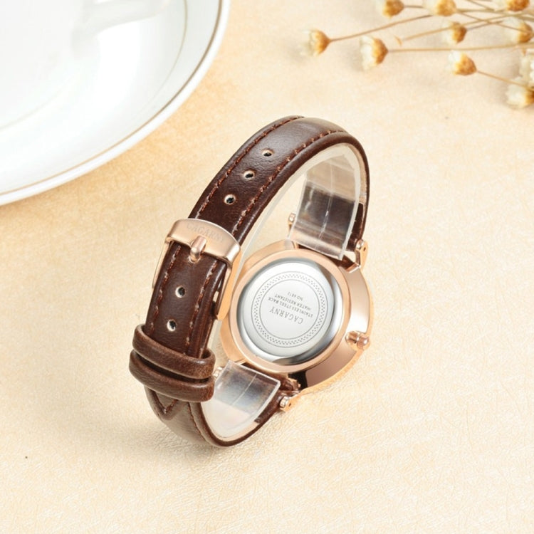 CAGARNY 6872 Living Waterproof Round Dial Quartz Movement Alloy Silver Case Fashion Watch Quartz Watches with Leather Band