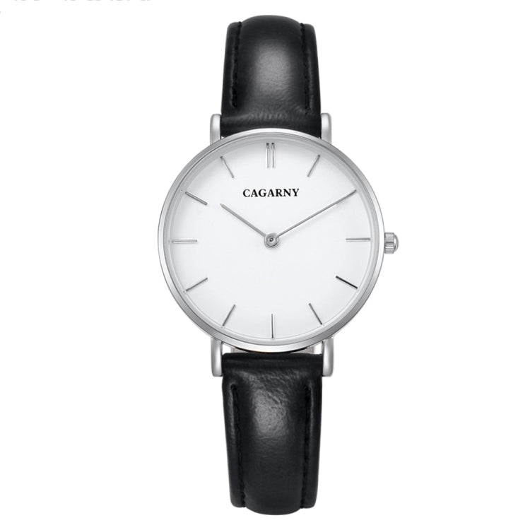 CAGARNY 6872 Living Waterproof Round Dial Quartz Movement Alloy Silver Case Fashion Watch Quartz Watches with Leather Band