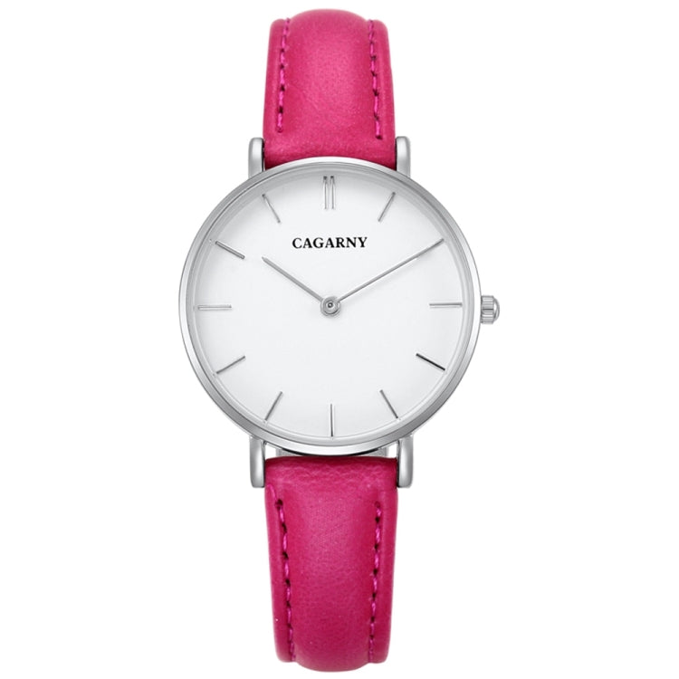 CAGARNY 6872 Living Waterproof Round Dial Quartz Movement Alloy Silver Case Fashion Watch Quartz Watches with Leather Band