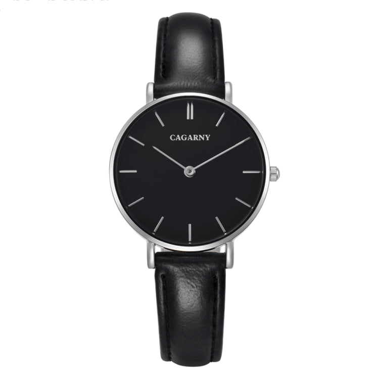 CAGARNY 6872 Living Waterproof Round Dial Quartz Movement Alloy Silver Case Fashion Watch Quartz Watches with Leather Band