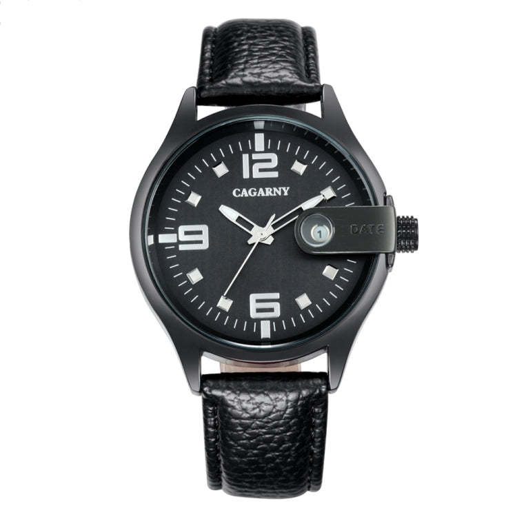 CAGARNY 6873 Living Waterproof Round Dial Quartz Movement Alloy Case Fashion Watch Quartz Watches with Leather Band