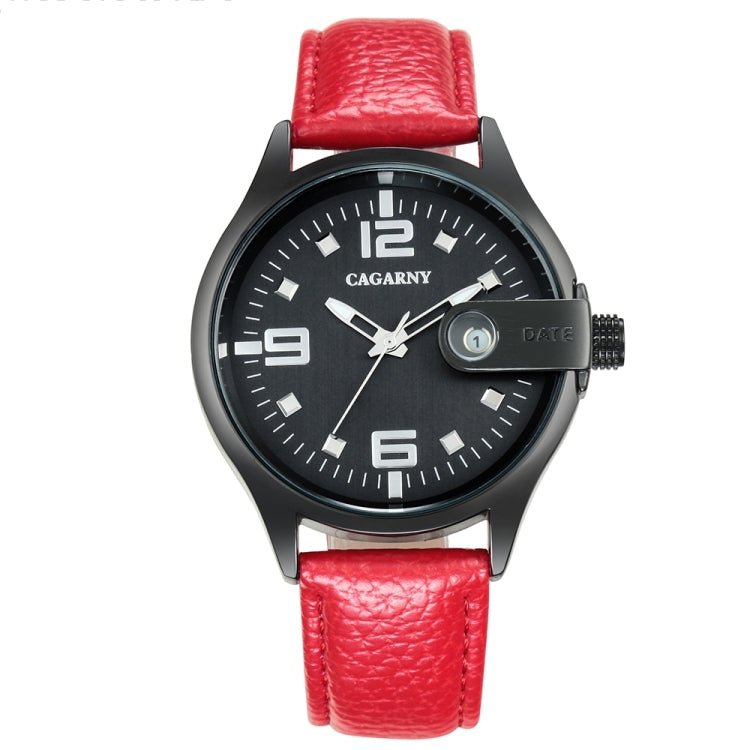 CAGARNY 6873 Living Waterproof Round Dial Quartz Movement Alloy Case Fashion Watch Quartz Watches with Leather Band