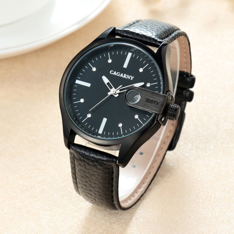 CAGARNY 6873 Living Waterproof Round Dial Quartz Movement Alloy Case Fashion Watch Quartz Watches with Leather Band