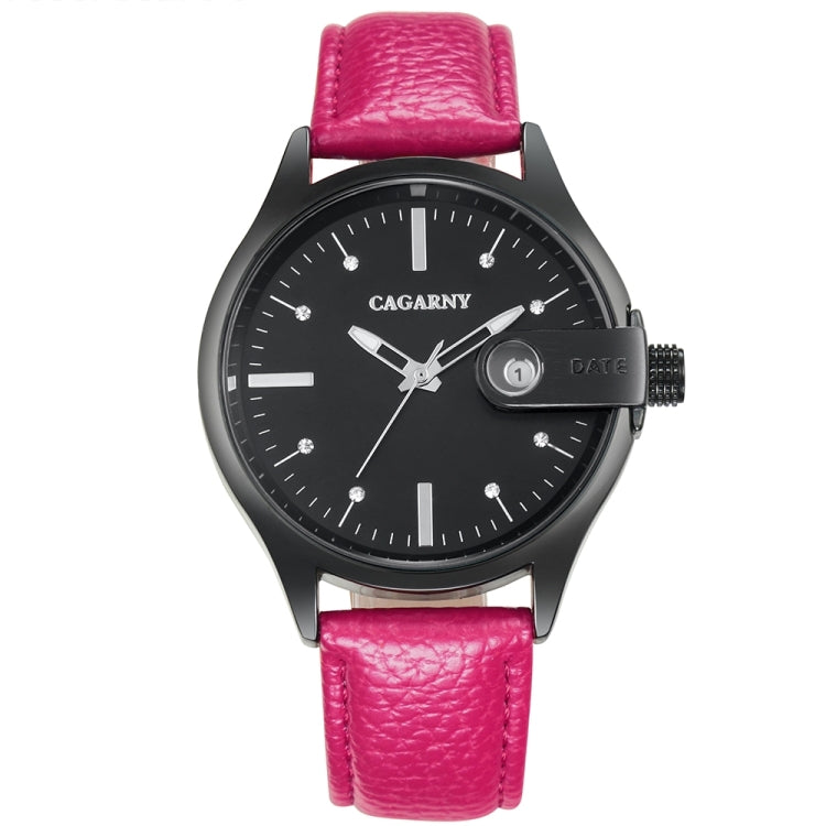 CAGARNY 6873 Living Waterproof Round Dial Quartz Movement Alloy Case Fashion Watch Quartz Watches with Leather Band