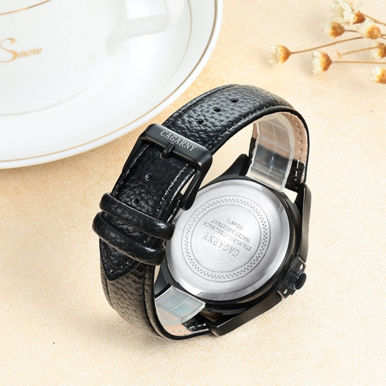 CAGARNY 6873 Living Waterproof Round Dial Quartz Movement Alloy Case Fashion Watch Quartz Watches with Leather Band