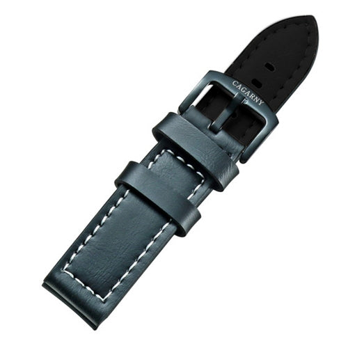 CAGARNY Simple Fashion Watches Band Green Buckle Leather Watch Band, Width: 22mm