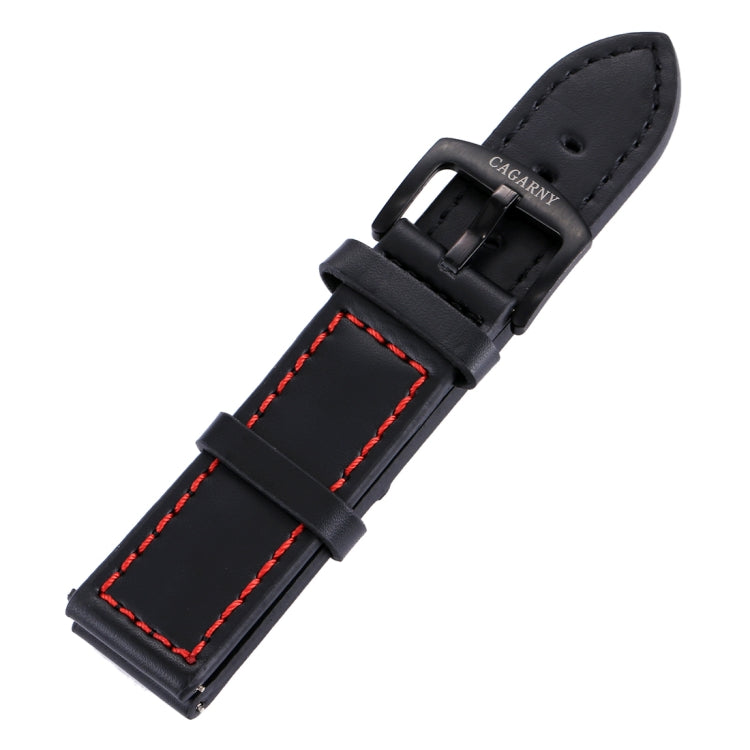 CAGARNY Simple Fashion Watches Band Green Buckle Leather Watch Band, Width: 22mm