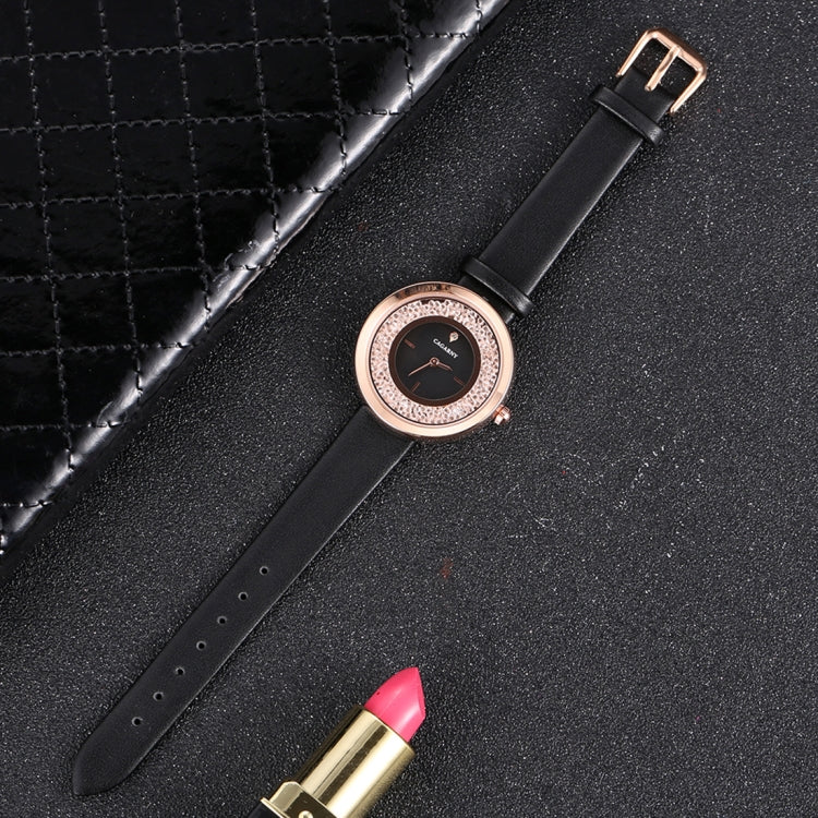 CAGARNY 6878 Water Resistant Fashion Women Quartz Wrist Watch with Leather Band