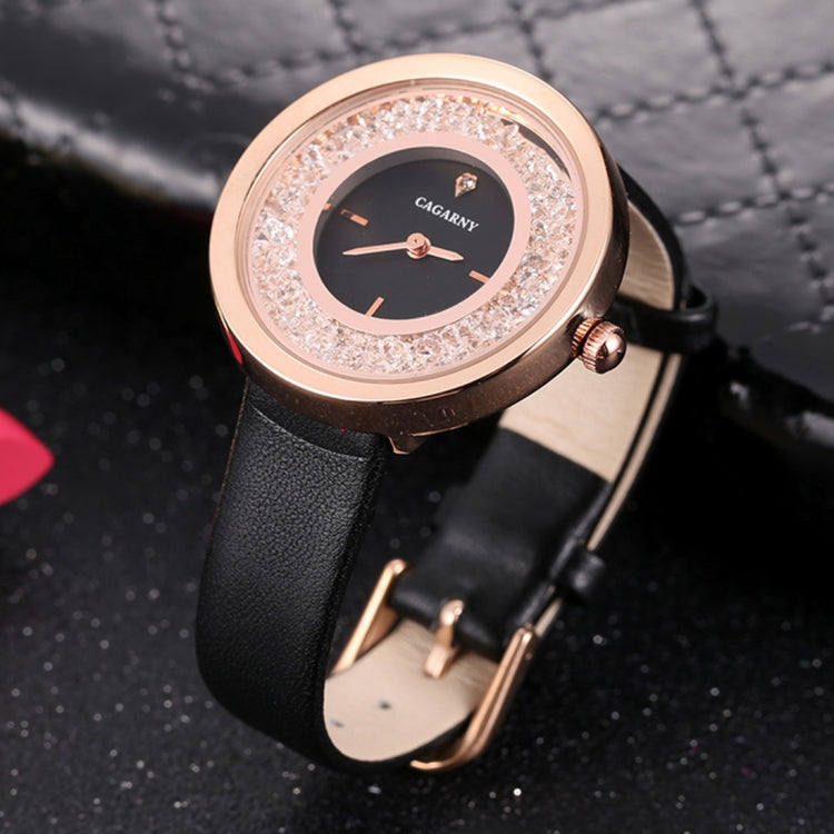 CAGARNY 6878 Water Resistant Fashion Women Quartz Wrist Watch with Leather Band