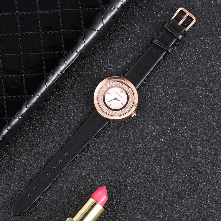 CAGARNY 6878 Water Resistant Fashion Women Quartz Wrist Watch with Leather Band