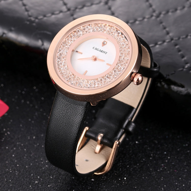 CAGARNY 6878 Water Resistant Fashion Women Quartz Wrist Watch with Leather Band