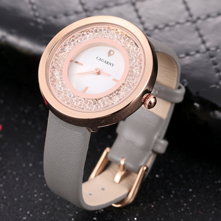 CAGARNY 6878 Water Resistant Fashion Women Quartz Wrist Watch with Leather Band