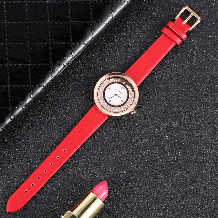 CAGARNY 6878 Water Resistant Fashion Women Quartz Wrist Watch with Leather Band