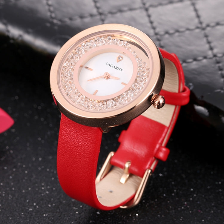 CAGARNY 6878 Water Resistant Fashion Women Quartz Wrist Watch with Leather Band
