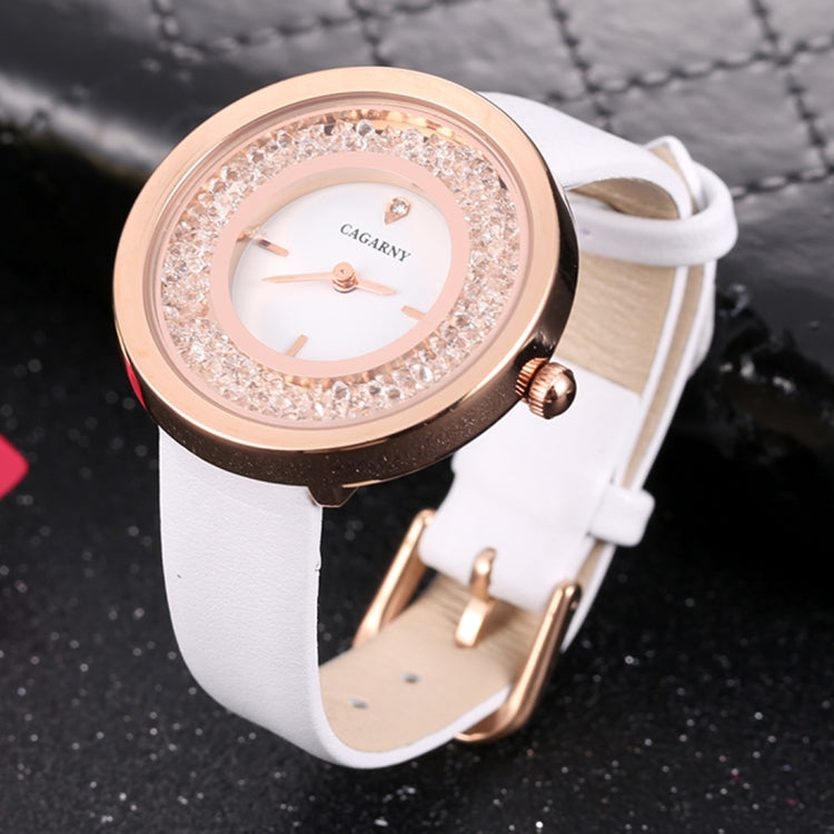 CAGARNY 6878 Water Resistant Fashion Women Quartz Wrist Watch with Leather Band