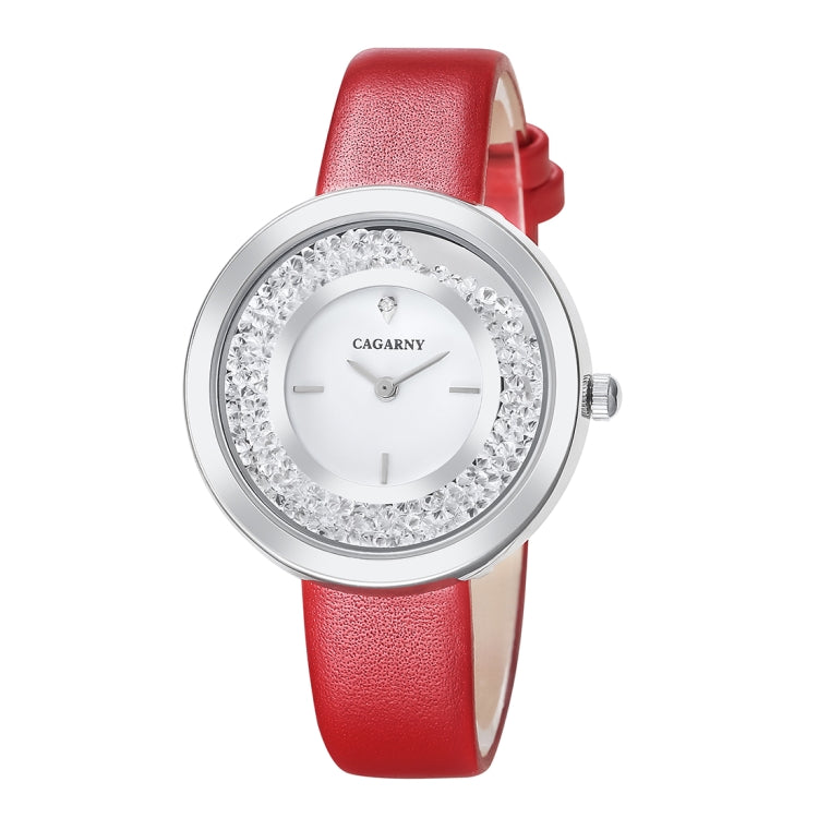 CAGARNY 6878 Water Resistant Fashion Women Quartz Wrist Watch with Leather Band