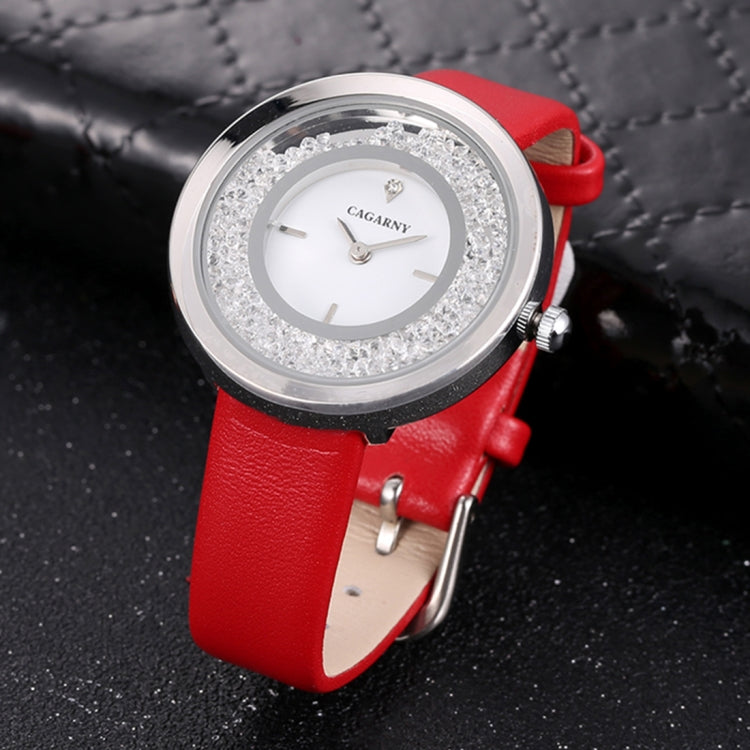 CAGARNY 6878 Water Resistant Fashion Women Quartz Wrist Watch with Leather Band