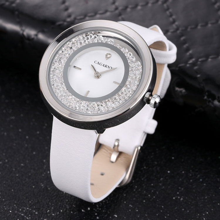 CAGARNY 6878 Water Resistant Fashion Women Quartz Wrist Watch with Leather Band