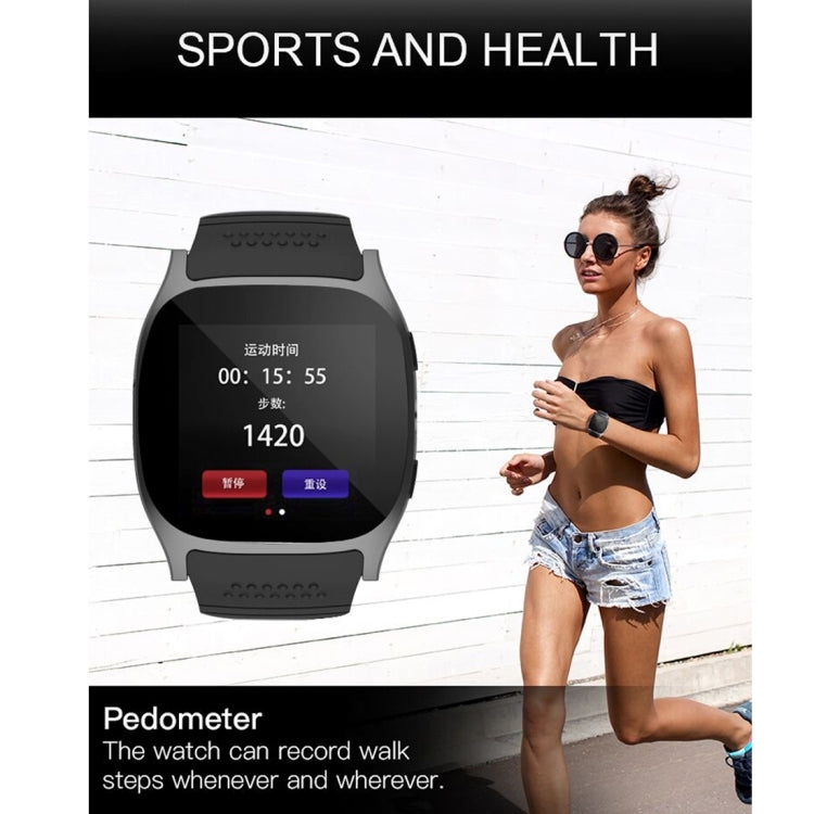 T8 Smart Watch Phone, 1.54 inch IPS Screen 6261D/260MHz, 0.3MP Camera, Support GSM & Dial & Pedometer & Anti-lost & Sleep Monitor & Remote Camera & FM Radio(Black)