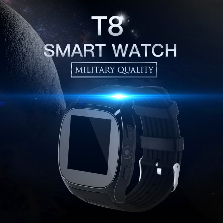 T8 Smart Watch Phone, 1.54 inch IPS Screen 6261D/260MHz, 0.3MP Camera, Support GSM & Dial & Pedometer & Anti-lost & Sleep Monitor & Remote Camera & FM Radio(Black)