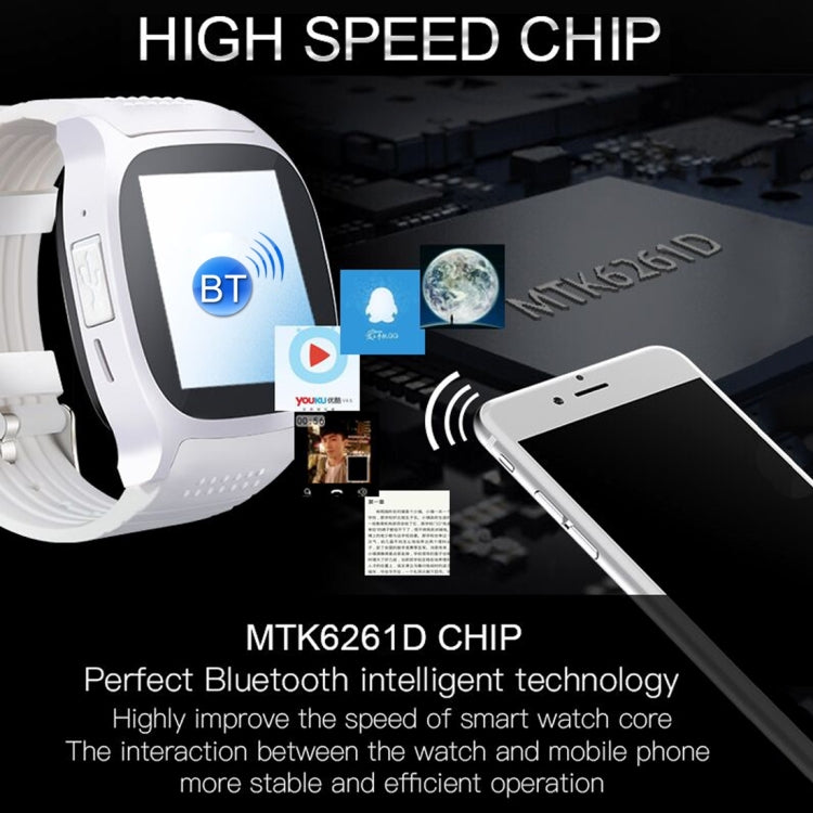 T8 Smart Watch Phone, 1.54 inch IPS Screen 6261D/260MHz, 0.3MP Camera, Support GSM & Dial & Pedometer & Anti-lost & Sleep Monitor & Remote Camera & FM Radio(Black)